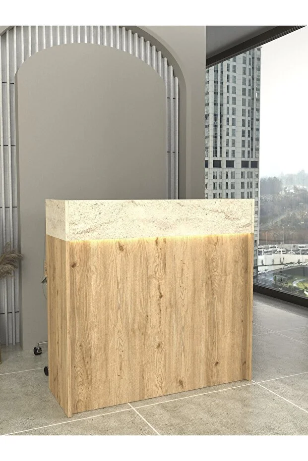 Wilko Çekmeceli Led Işıklı Karşılama Bankosu 110cm Sepet Traverten